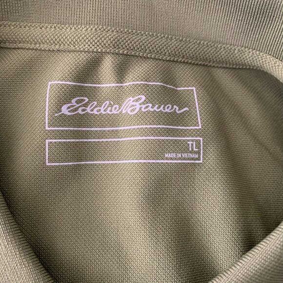 Eddie Bauer Athletic Polo Shirt L Tall Green Buttons Short Sleeve Collar Golf - Picture 6 of 6